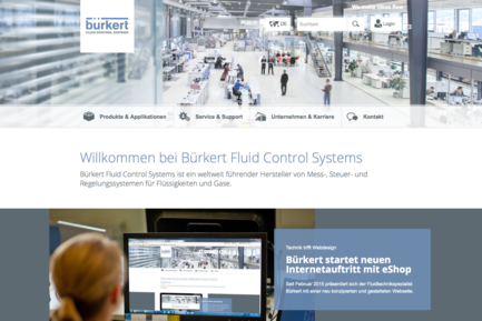 Internationale Website und B2B-Shop mit SAP-Anbindung für Bürkert Fluid Control Systems