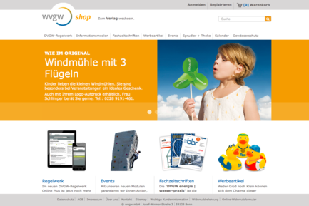 Erster Onlineshop auf Basis von silver.e-shop 3.0 für die wvgw Wirtschafts- und Verlagsgesellschaft Gas und Wasser mbH